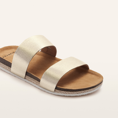 Maria III White Gold Pebbled Leather Sandals