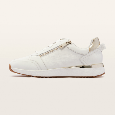 Brooklyn White/ Gold Leather Sneakers