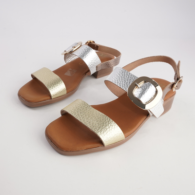 Trilly Platinum Multi Leather Sandals