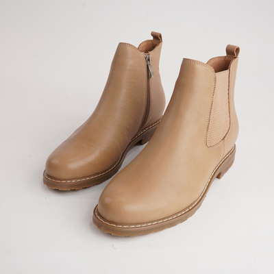 Tamara Camel Leather Ankle Boots