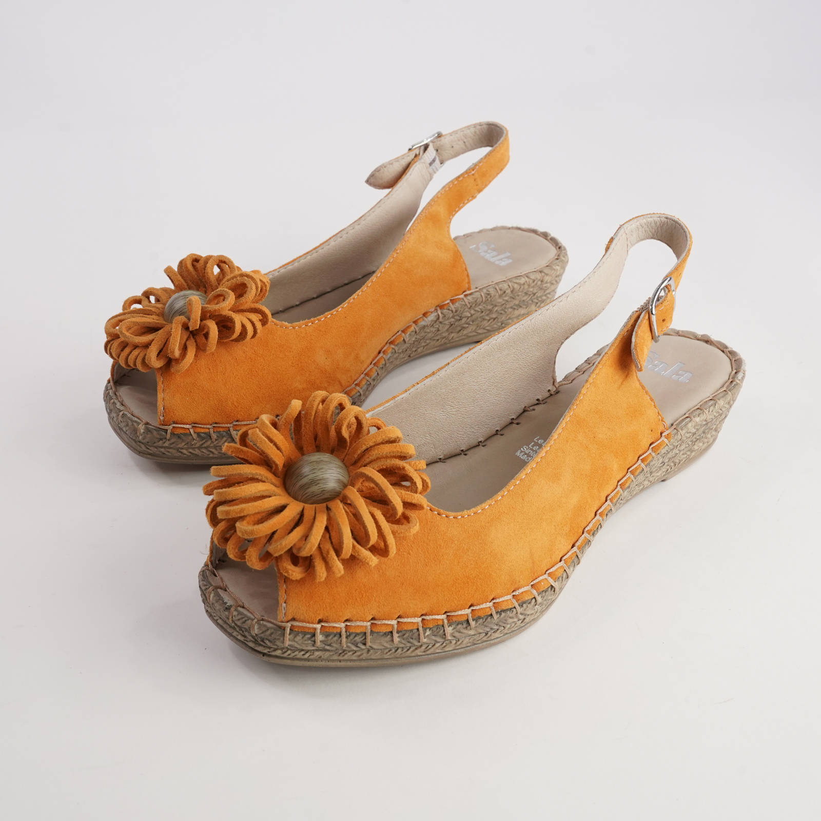 Erica Orange Suede Espadrille Wedges