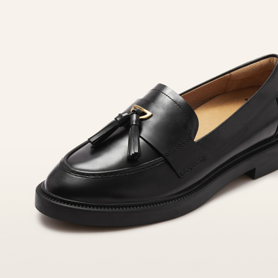 Octavia Black Polish Leather Loafers