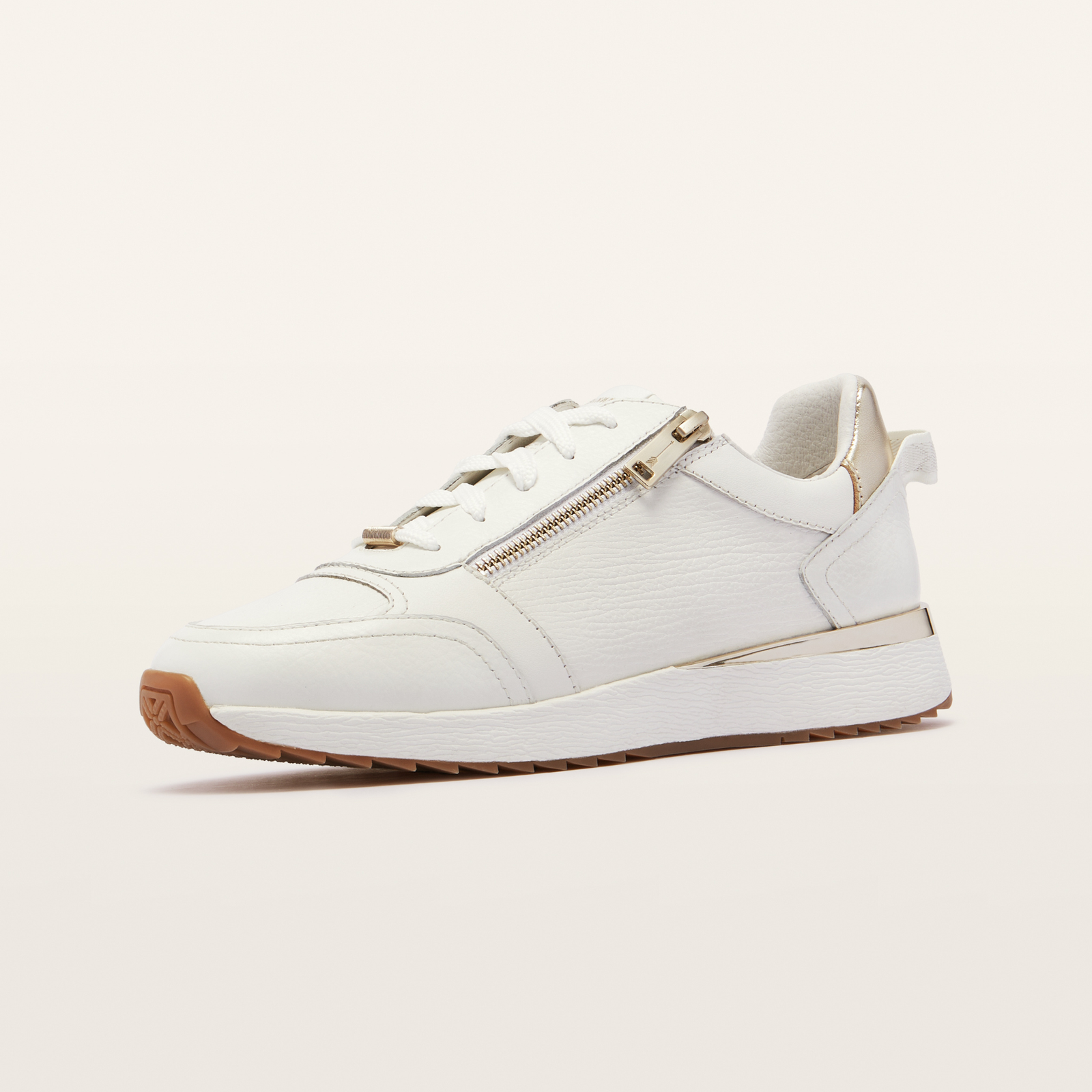 Brooklyn White Gold Leather Sneakers