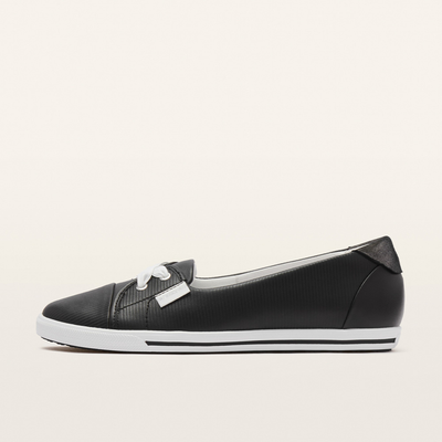 Hannah III Black Emboss Leather Sneakers