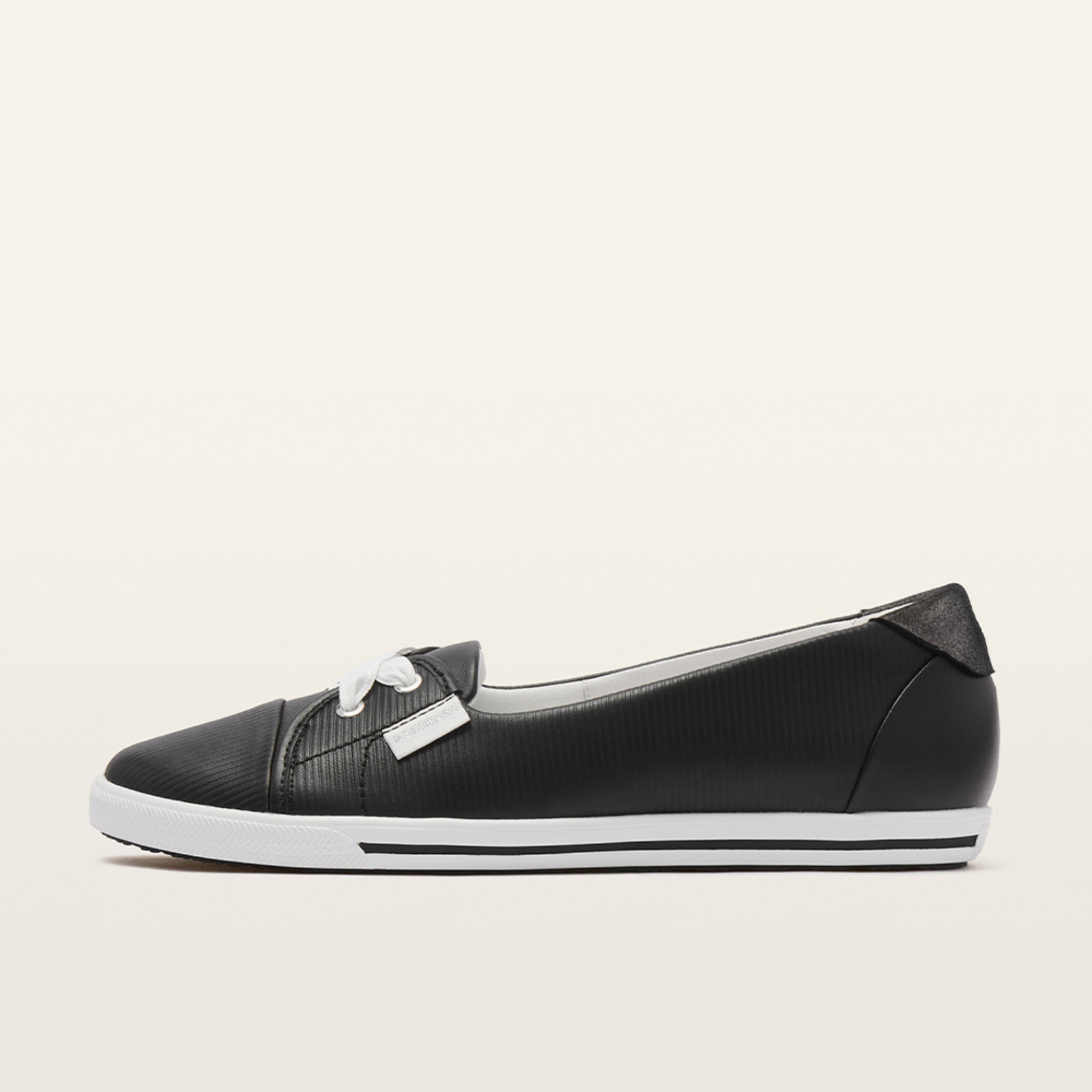 Hannah III Black Emboss Leather Sneakers