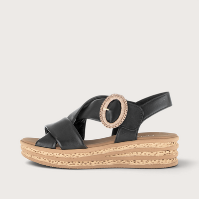 Miriad Black Leather Sandals
