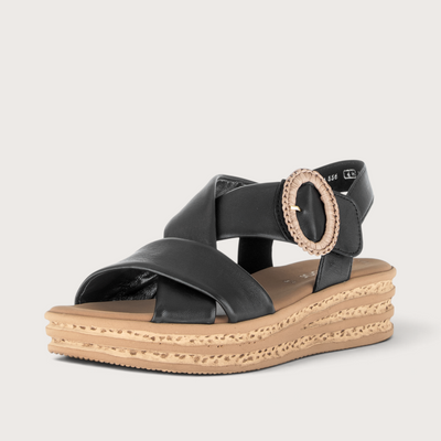 Miriad Black Leather Sandals