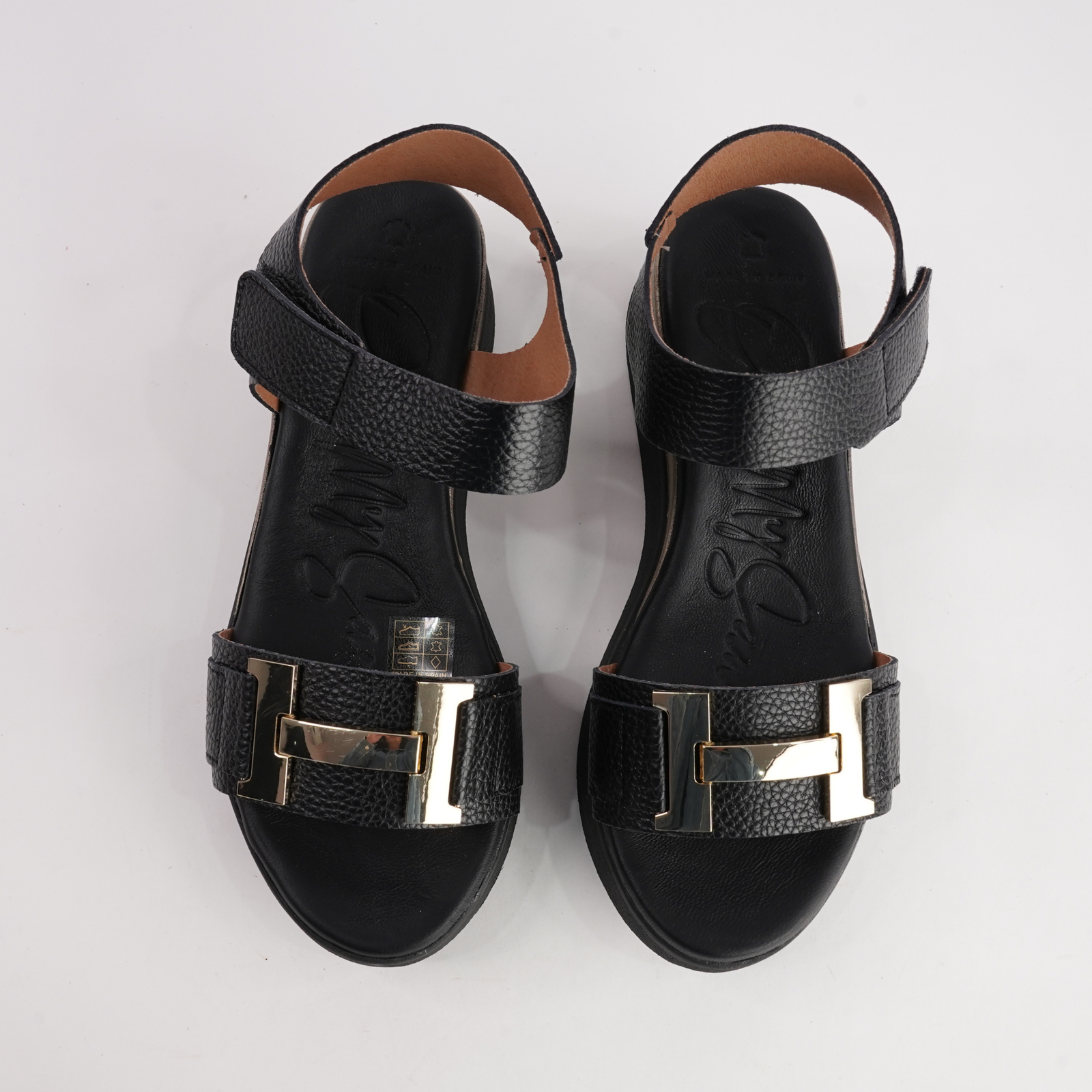 Saul Negro Leather Sandals