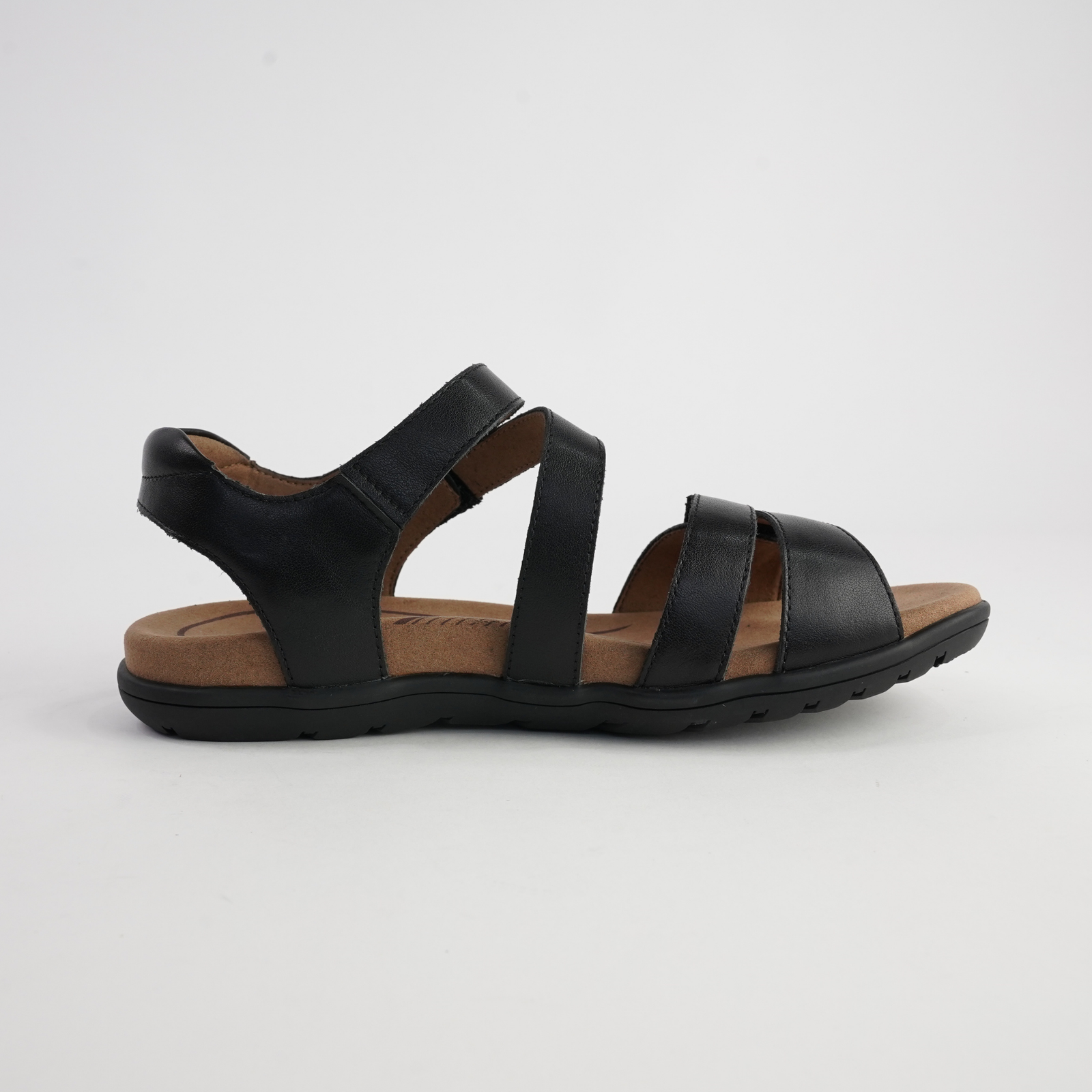 Trophy Black Leather Sandals