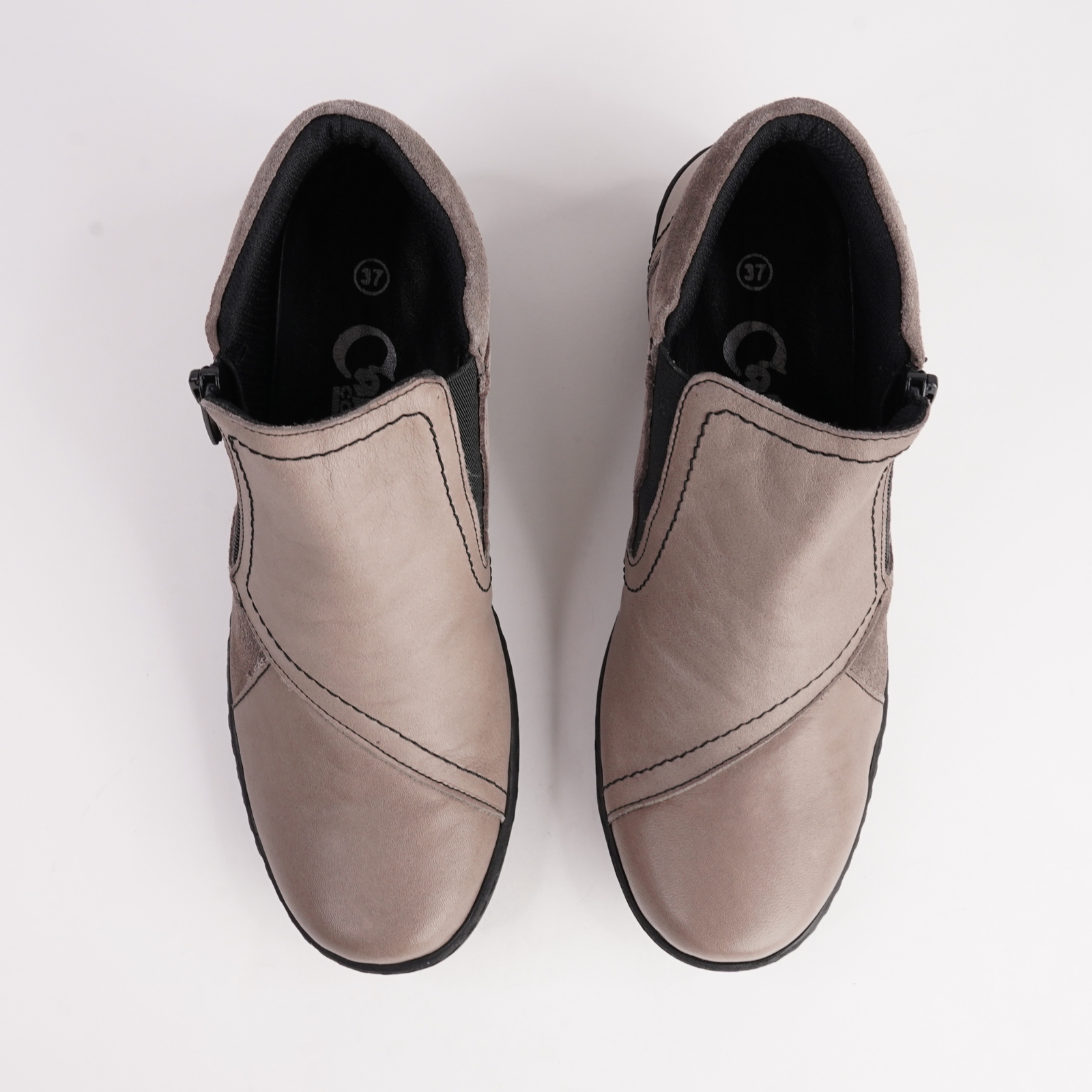 CP462-18 Taupe Combo Leather Ankle Boots