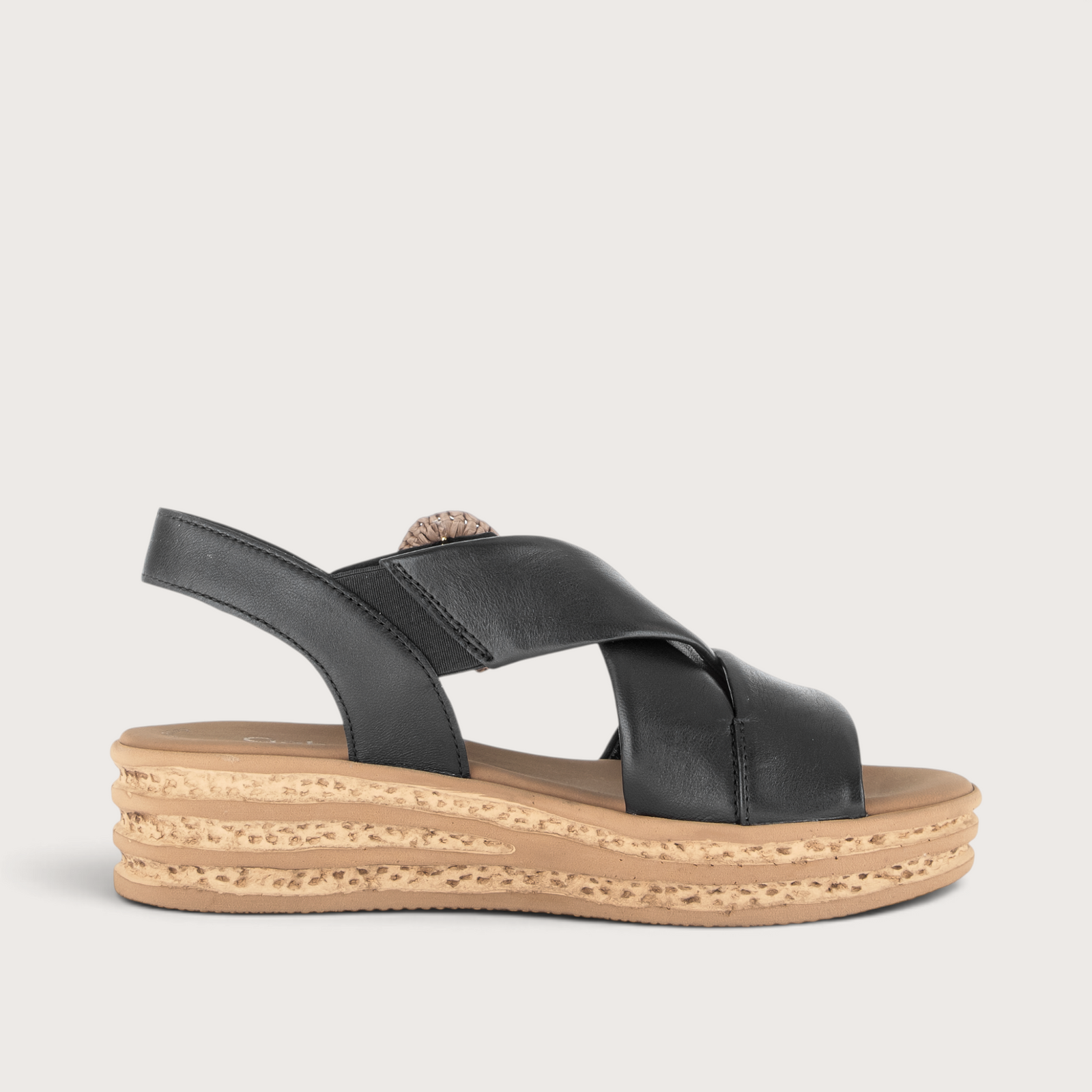 Miriad Black Leather Sandals