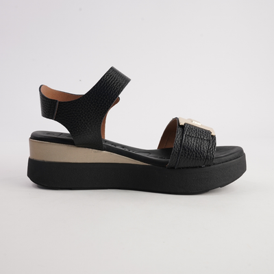 Saul Negro Leather Sandals