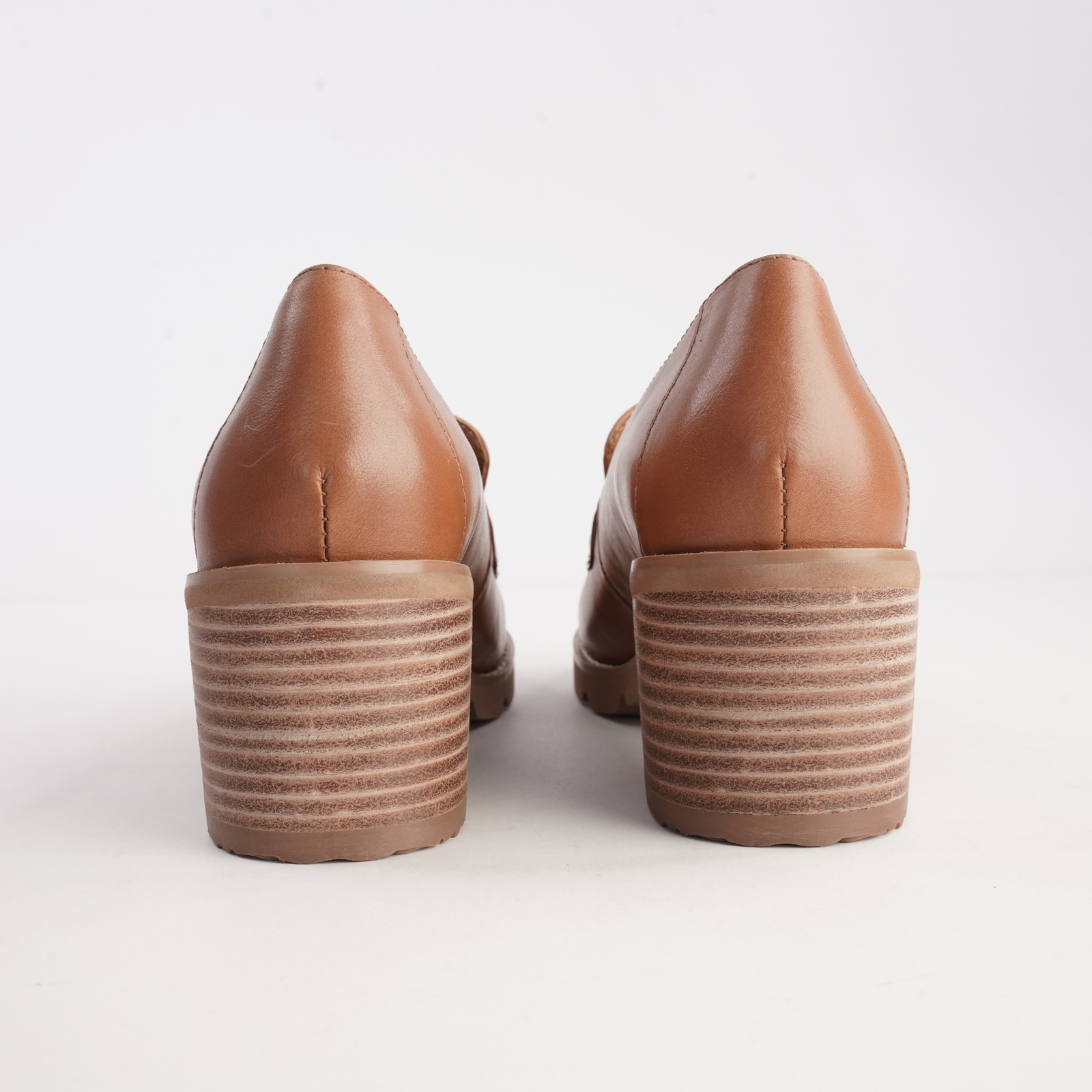 Antonia Tan Leather Heeled Loafers