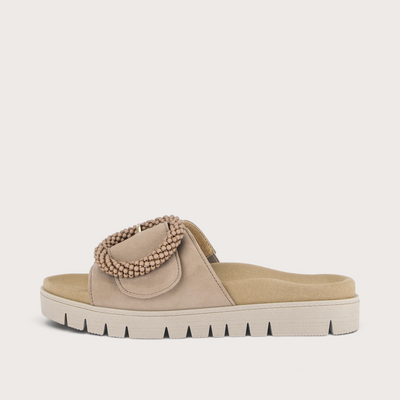 Lucille Sand Suede Slides