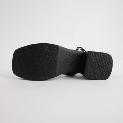 Dawn Black Leather Heels
