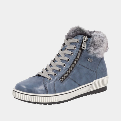 D0780 Blue Leather Lace Up Boots