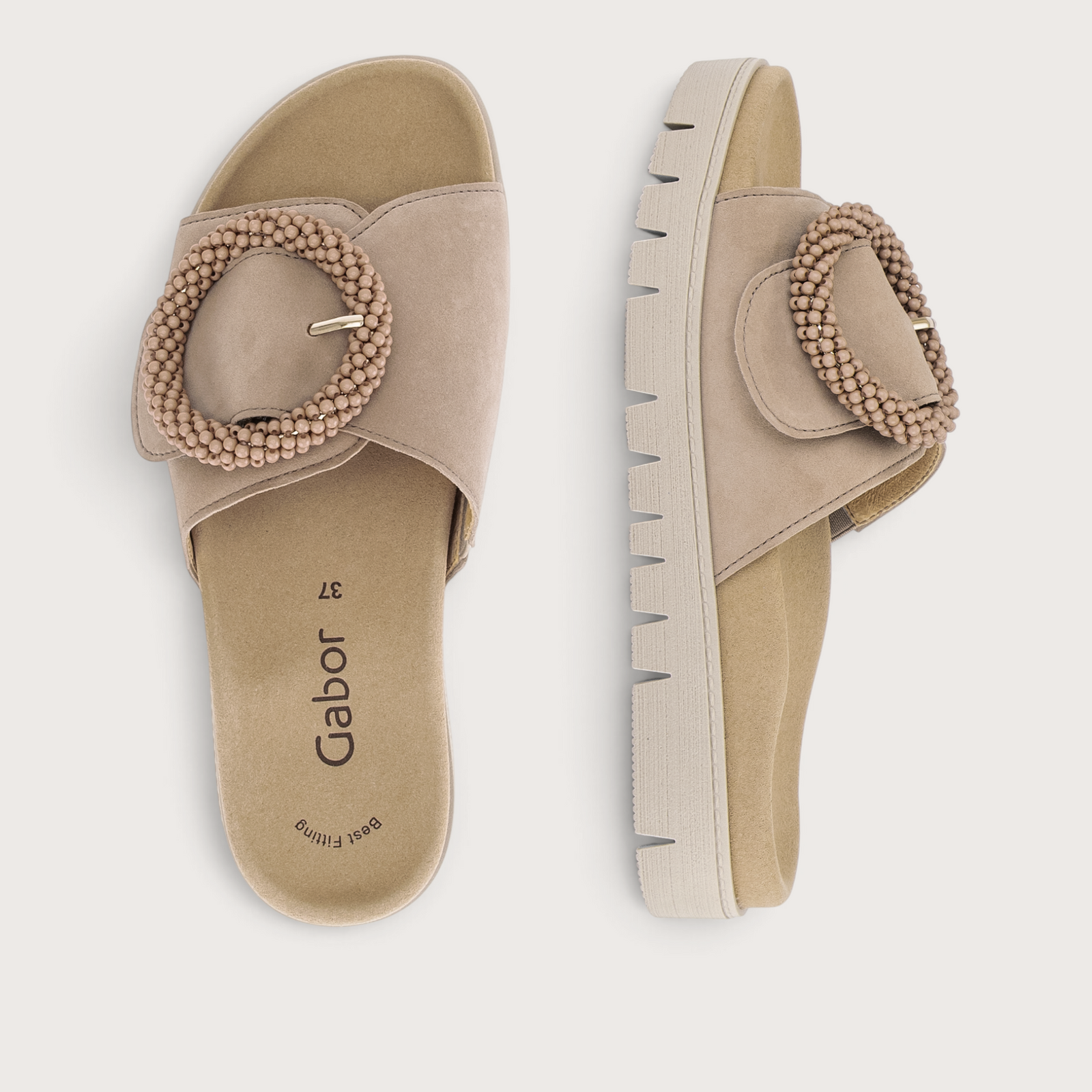 Lucille Sand Suede Slides