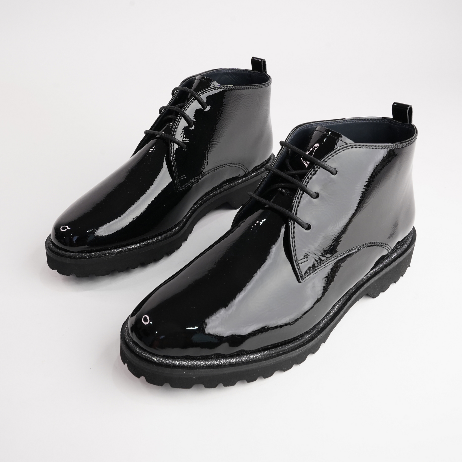 Meredith702 Black Patent Leather Ankle Boots