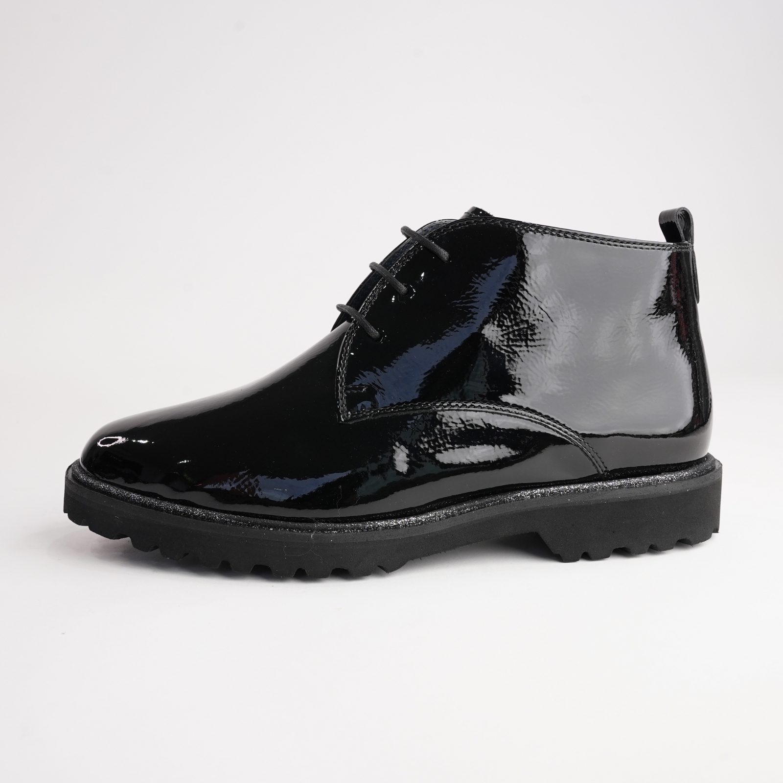 Meredith702 Black Patent Leather Ankle Boots