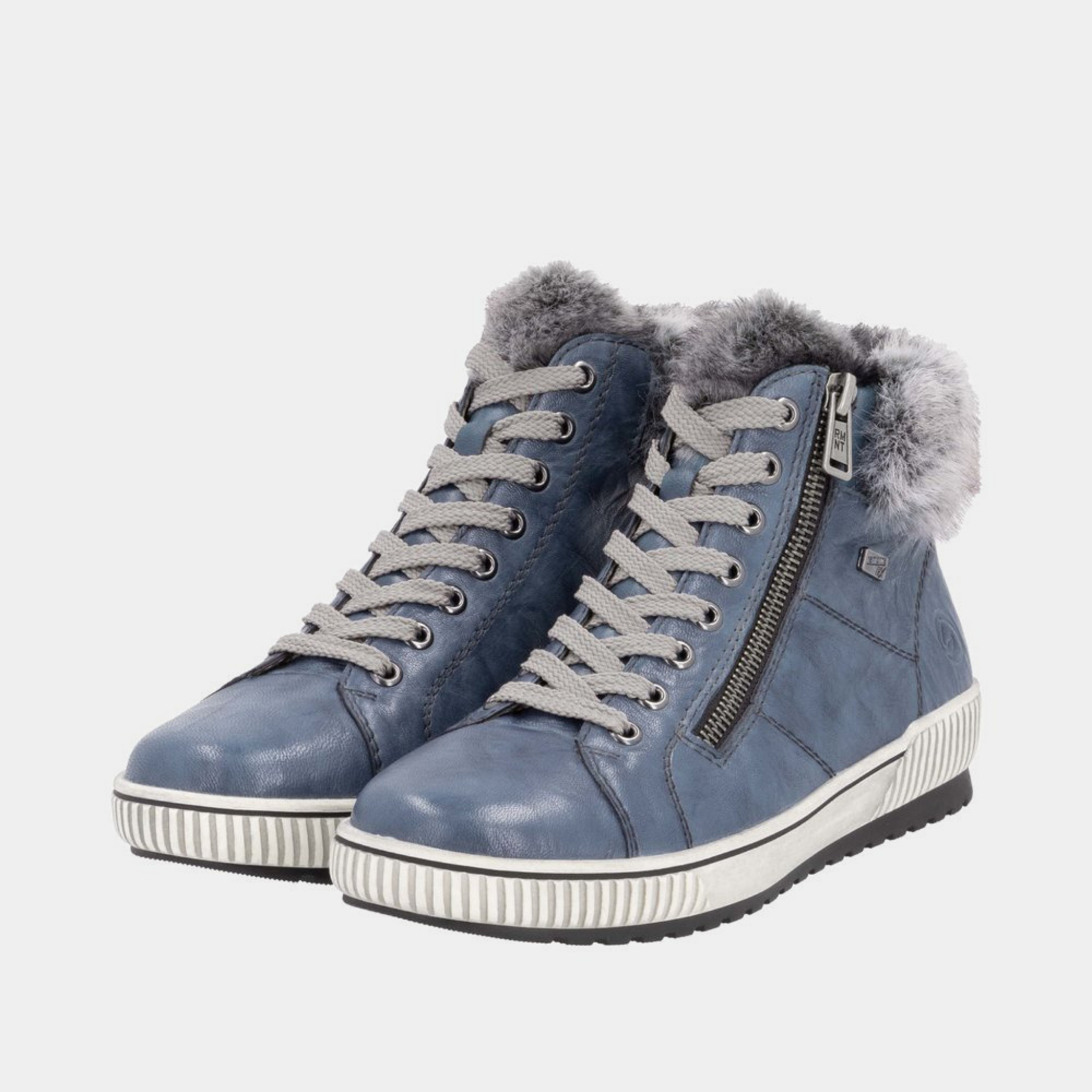 D0780 Blue Leather Lace Up Boots