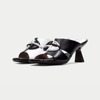 Hv253875 Black/ White Leather Heels