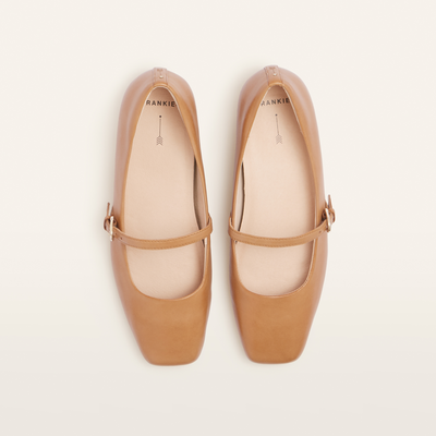 Hepburn Soft Tan Leather Ballet Flats