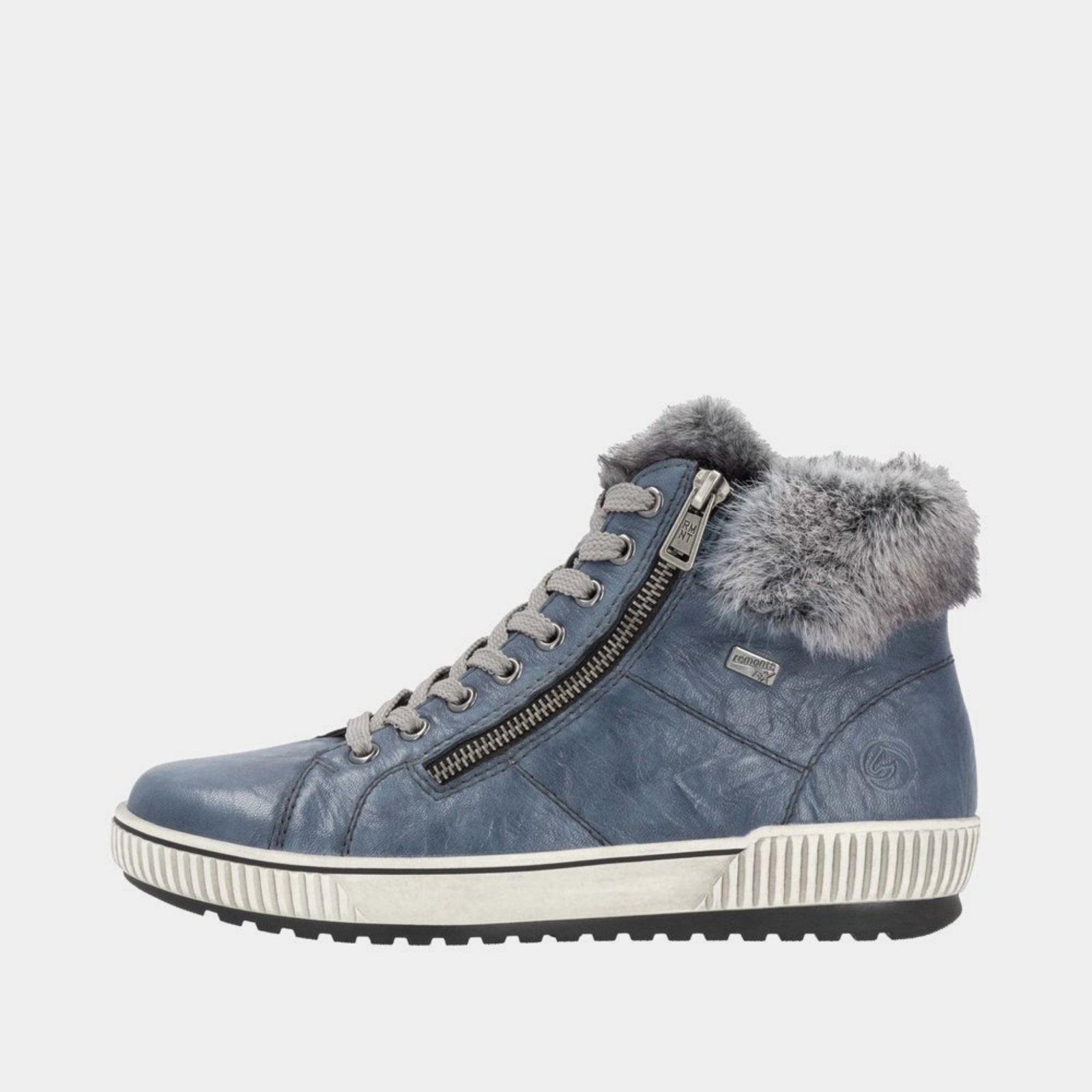 D0780 Blue Leather Lace Up Boots
