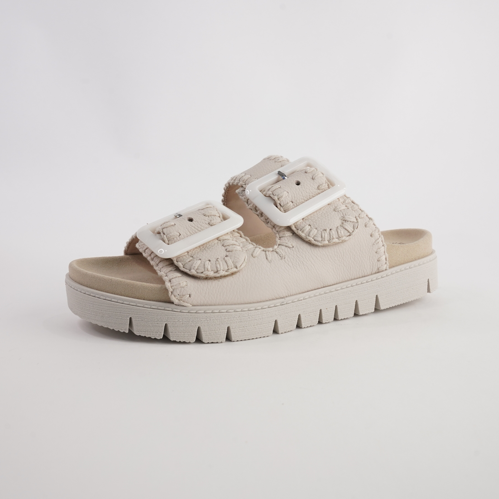 Rita Creme Leather Slides