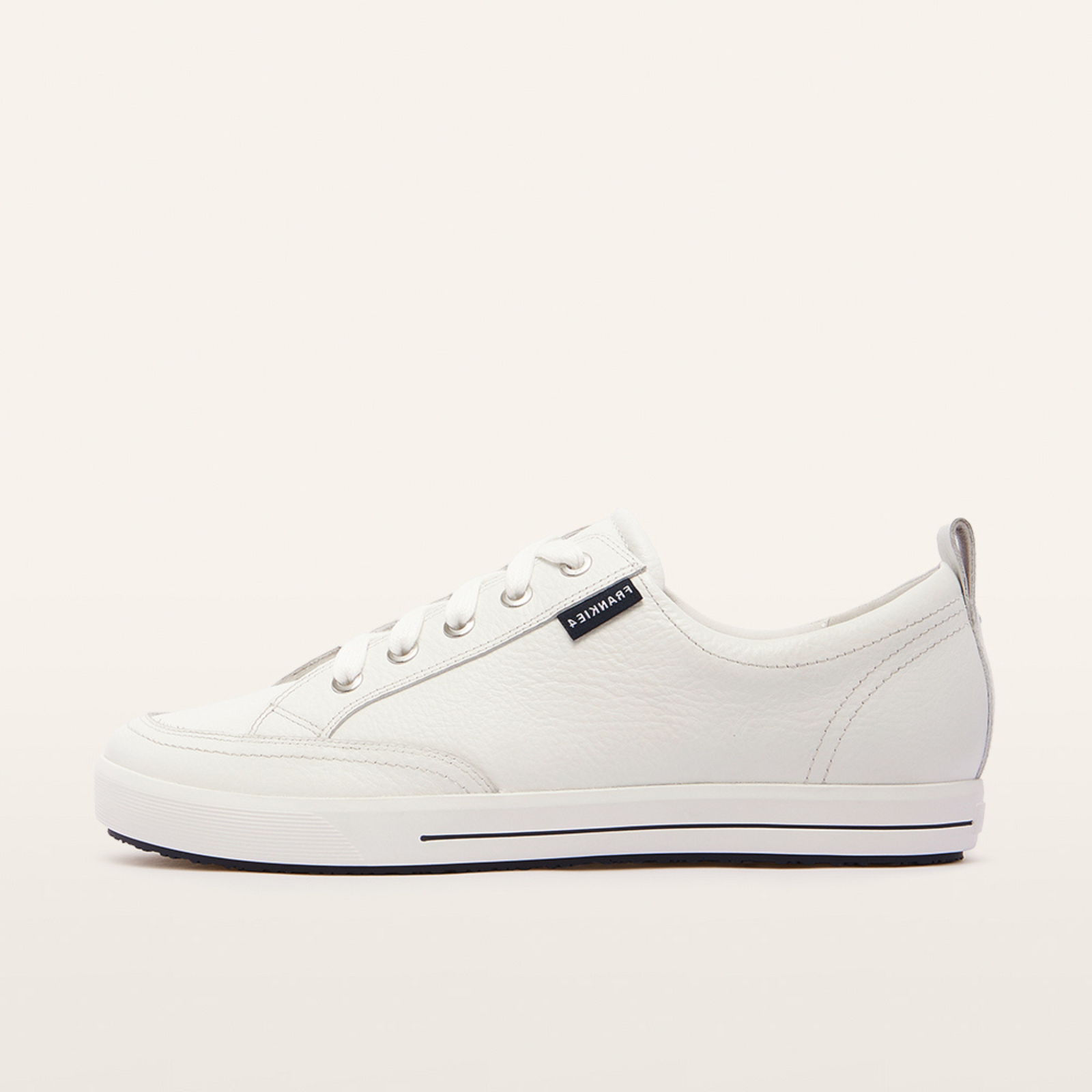 Ellie V White Tumbled Leather Sneakers