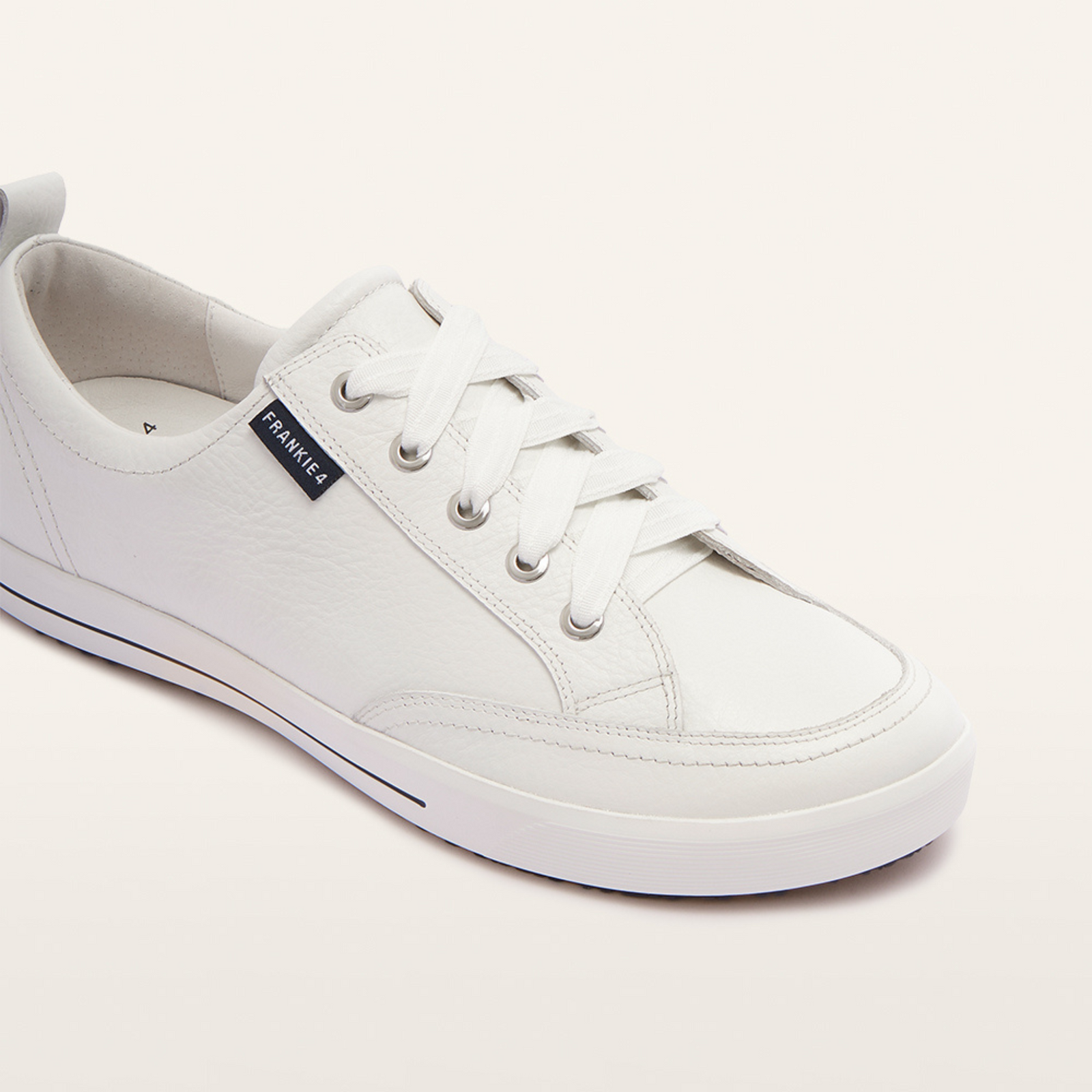 Ellie V White Tumbled Leather Sneakers