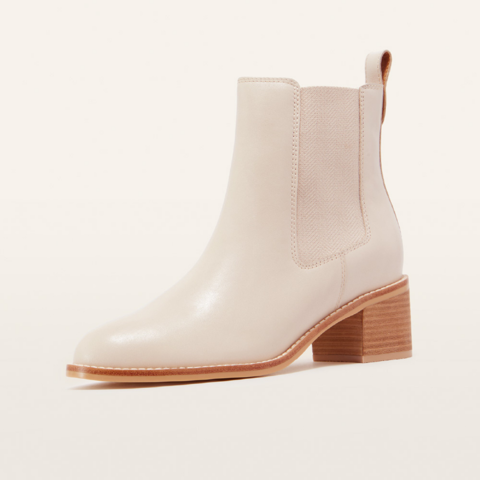 Liberty Ecru Leather Ankle Boots