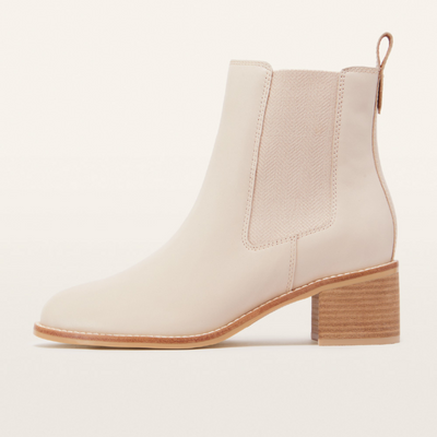 Liberty Ecru Leather Ankle Boots