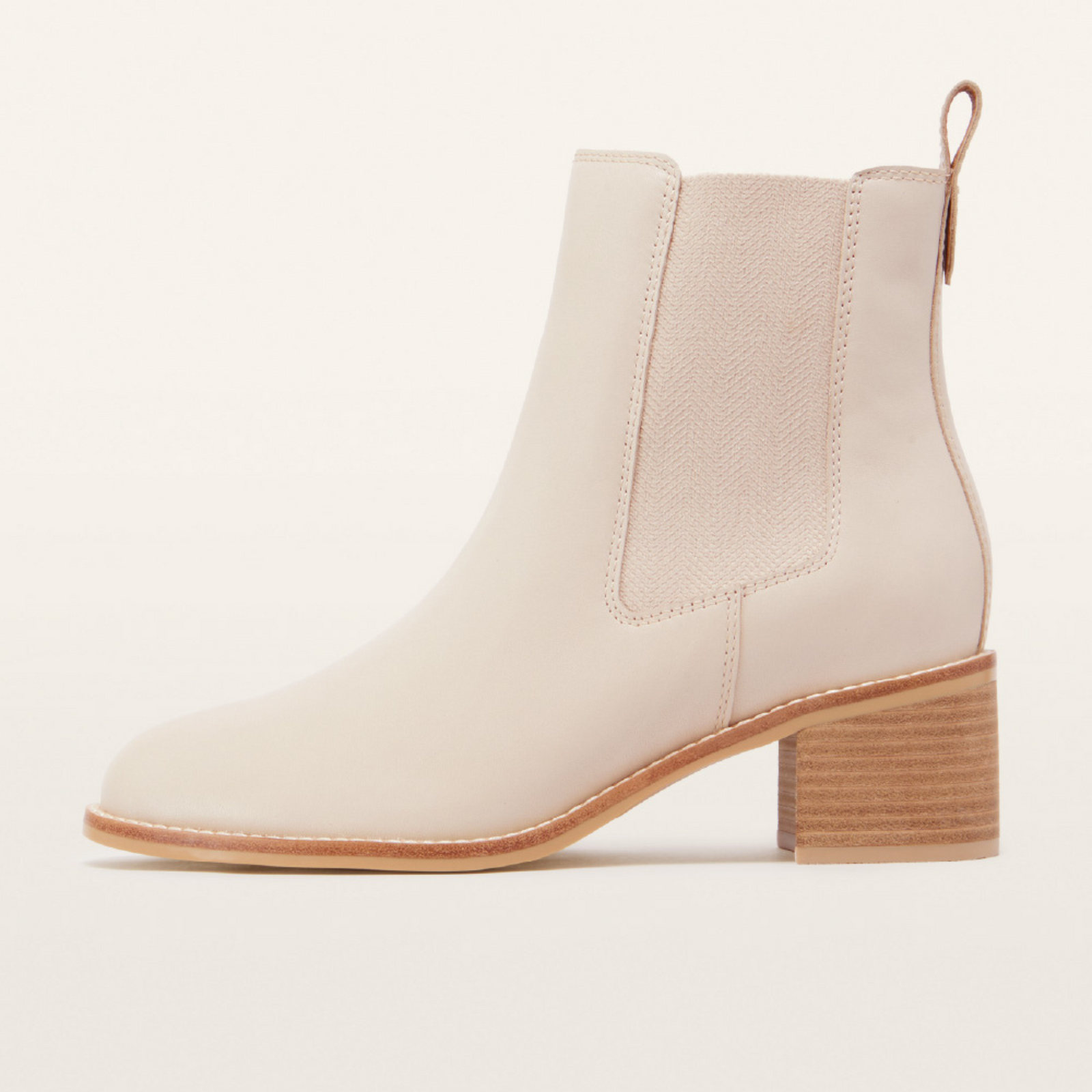 Liberty Ecru Leather Ankle Boots