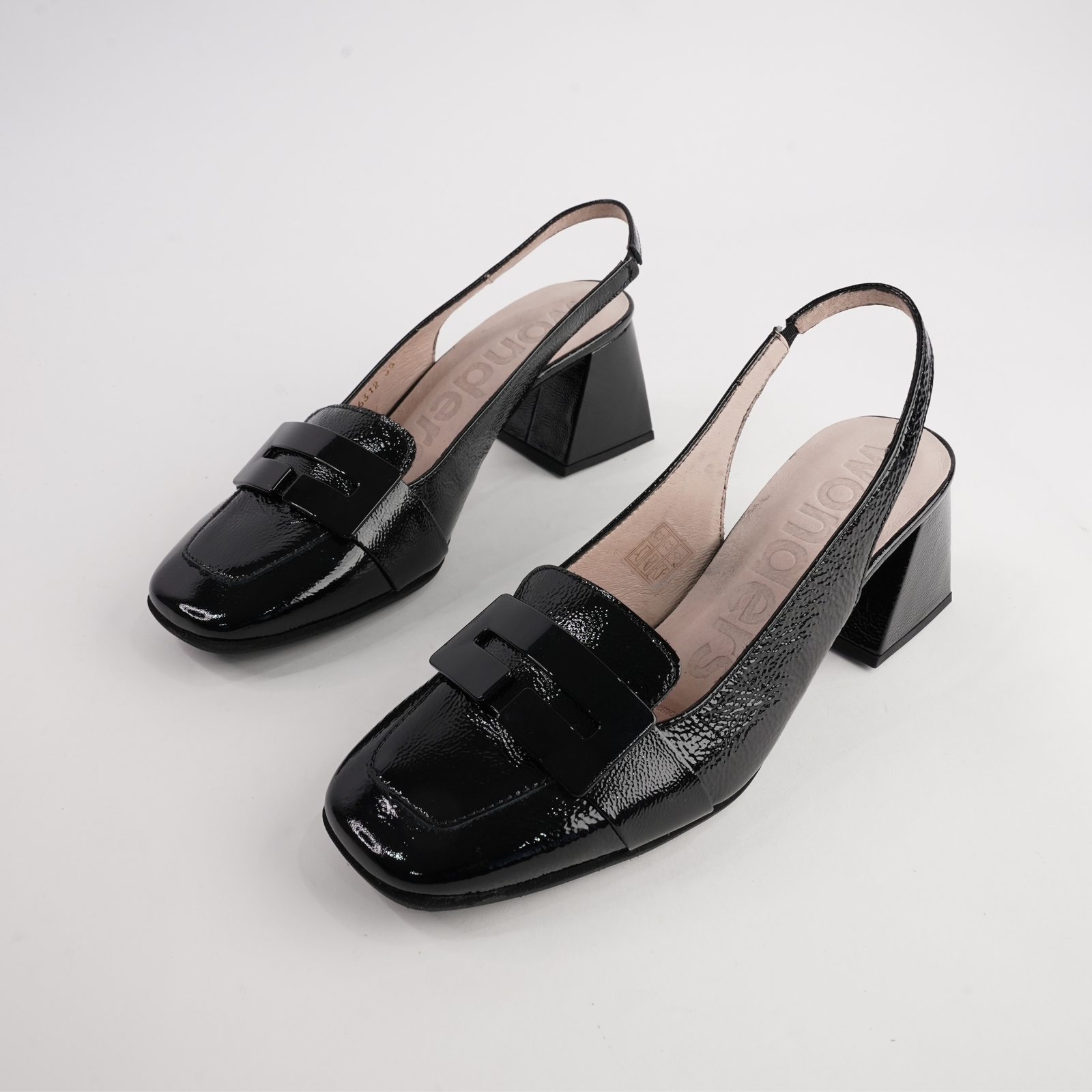 Heidi Black Leather Heels