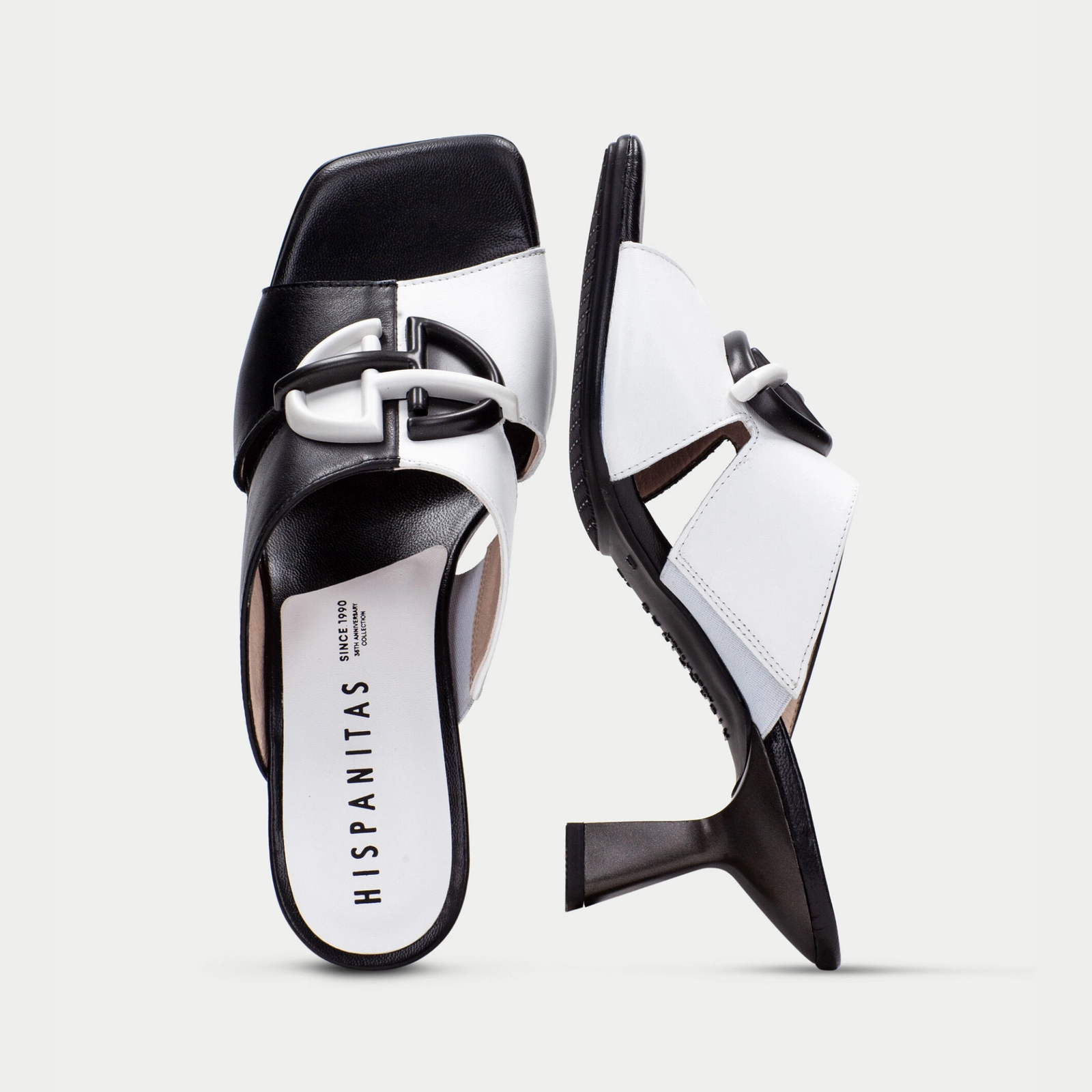 Hv253875 Black/ White Leather Heels