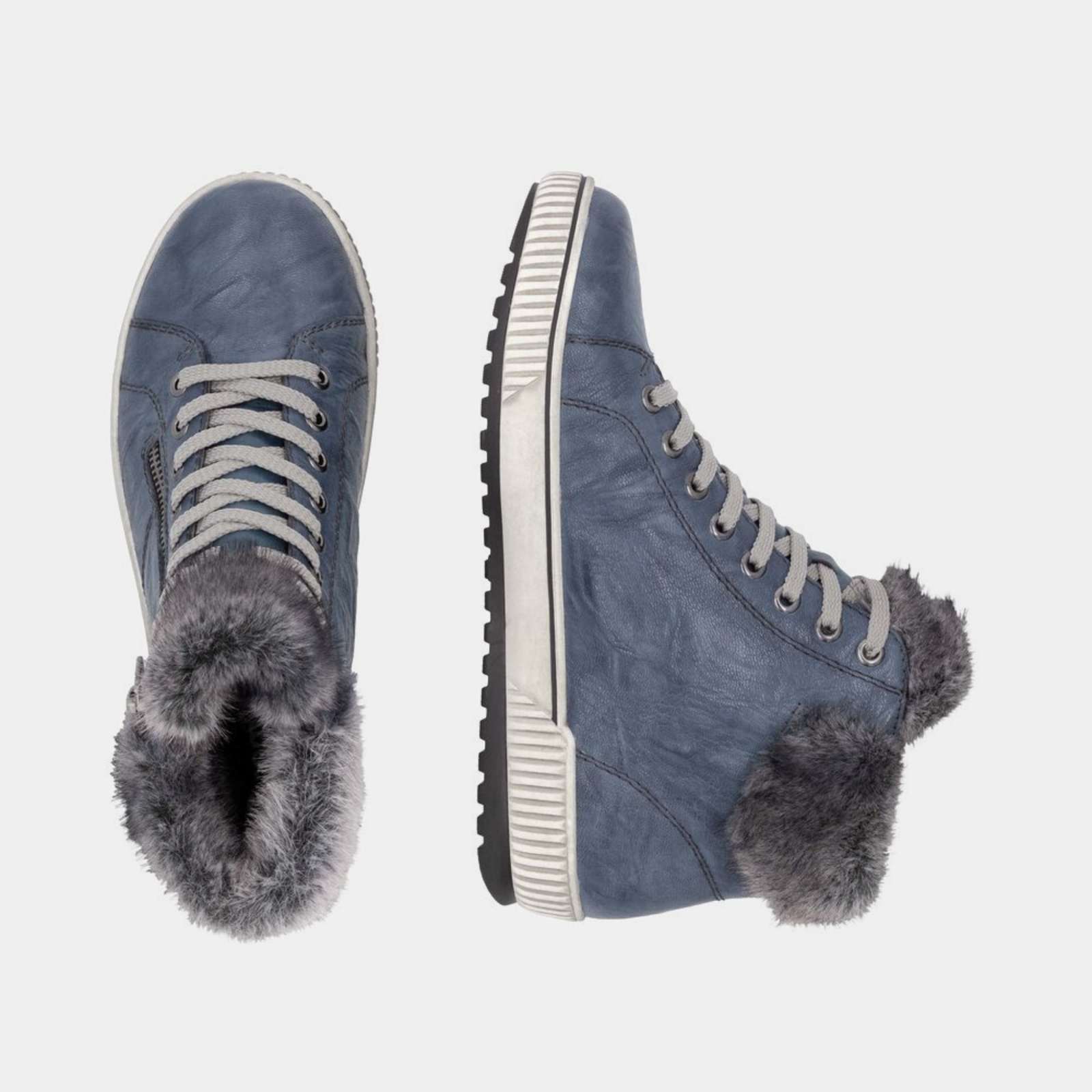 D0780 Blue Leather Lace Up Boots
