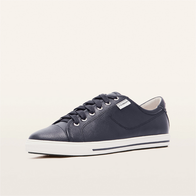 Nat III Navy Tumbled Leather Sneakers