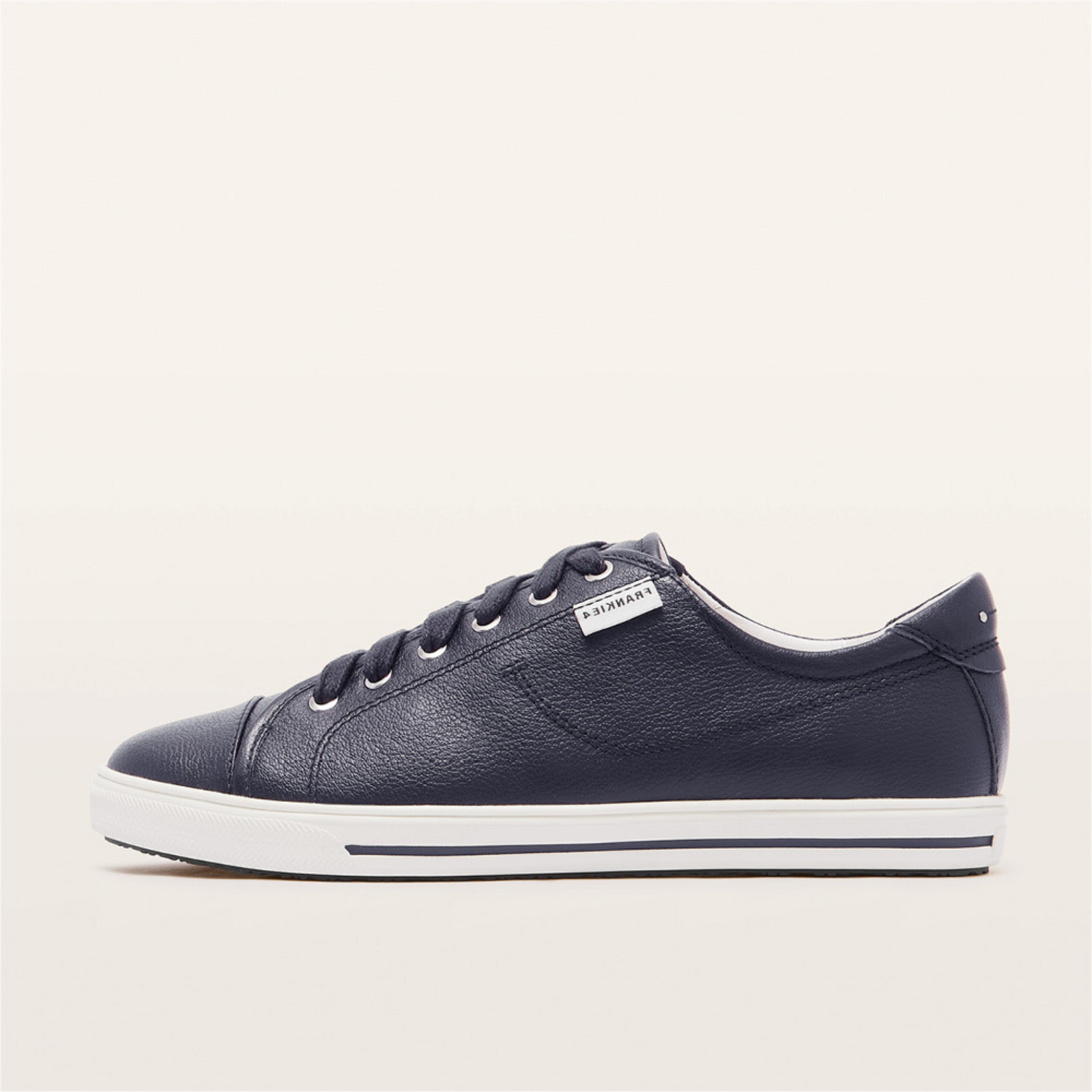 Nat III Navy Tumbled Leather Sneakers
