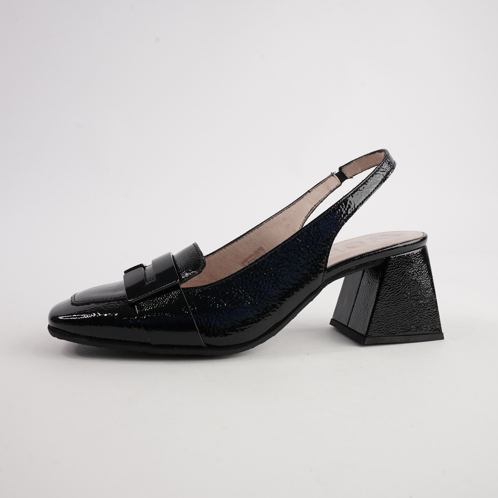 Heidi Black Leather Heels