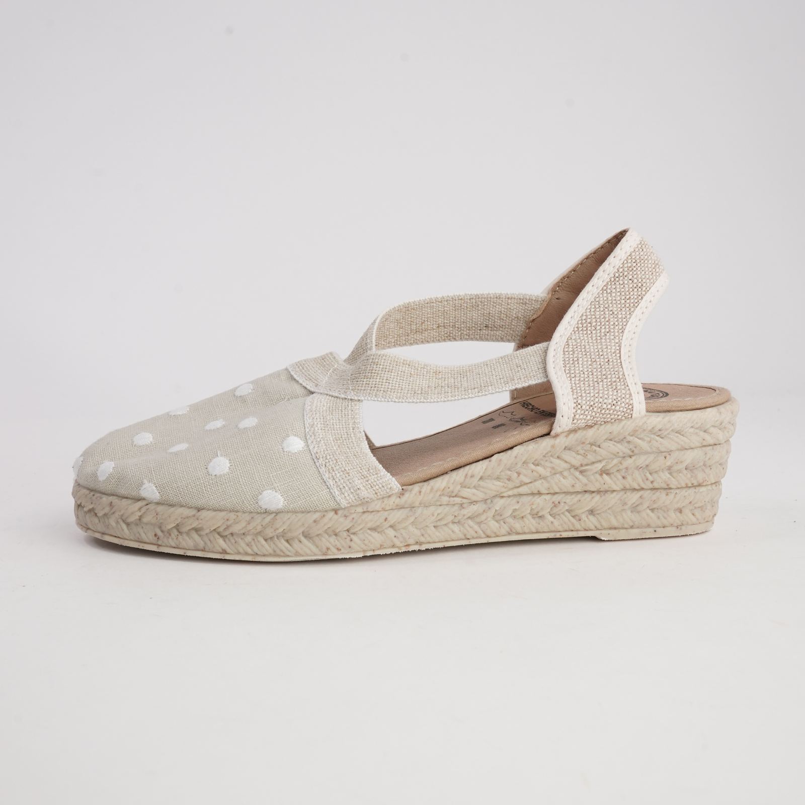 R18021 Beige Spot Espadrille Wedges