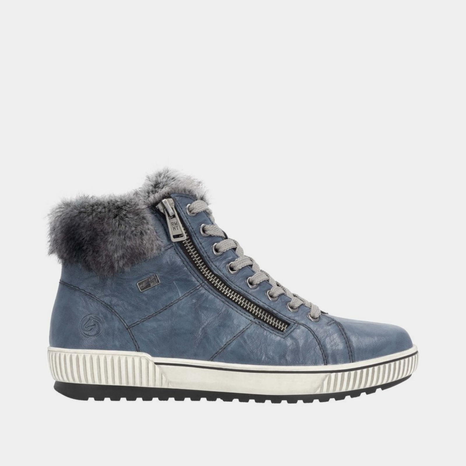 D0780 Blue Leather Lace Up Boots