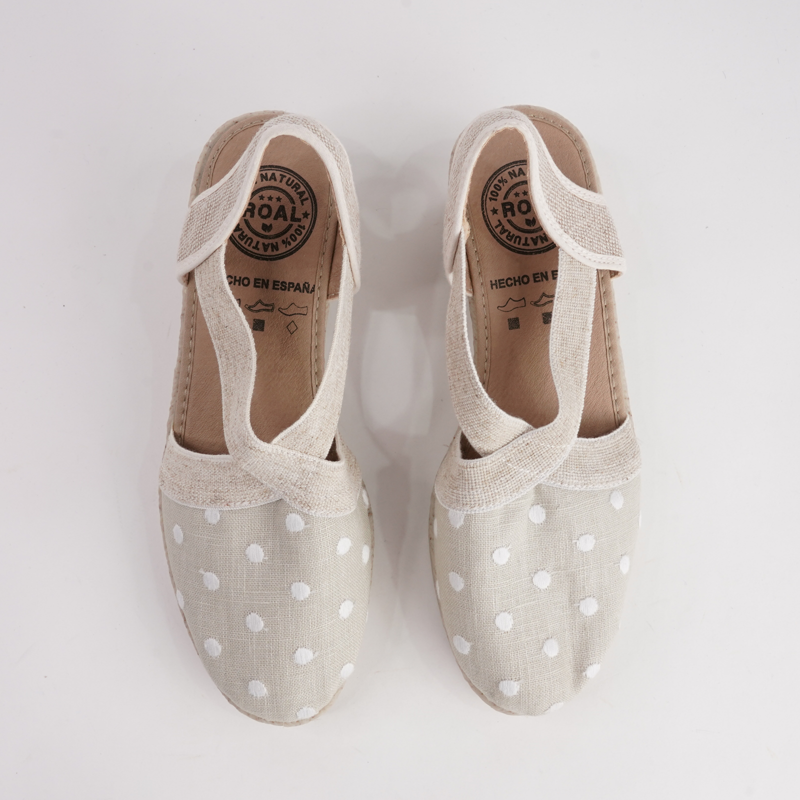 R18021 Beige Spot Espadrille Wedges