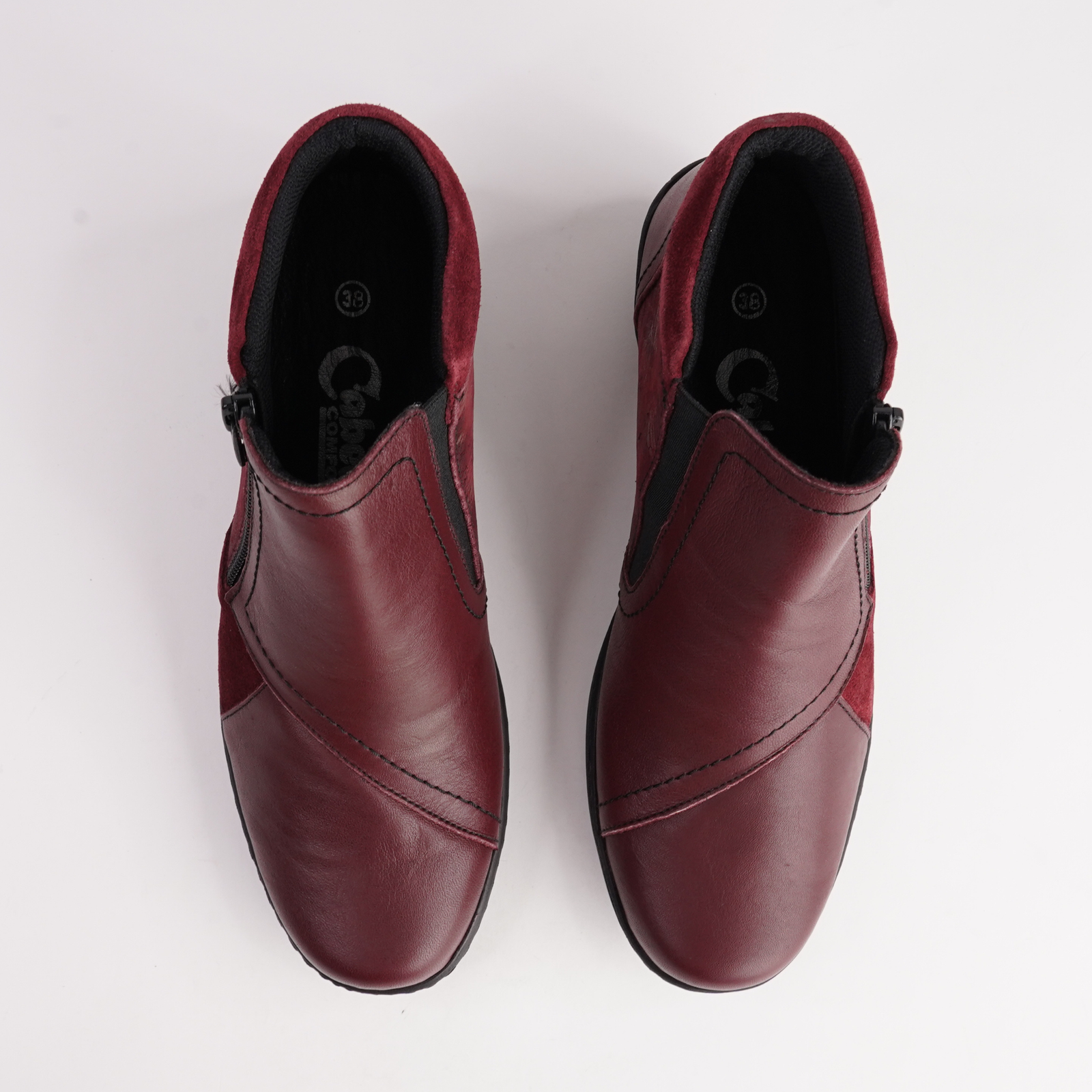 CP462-18 Burgandy Combo Leather Ankle Boots