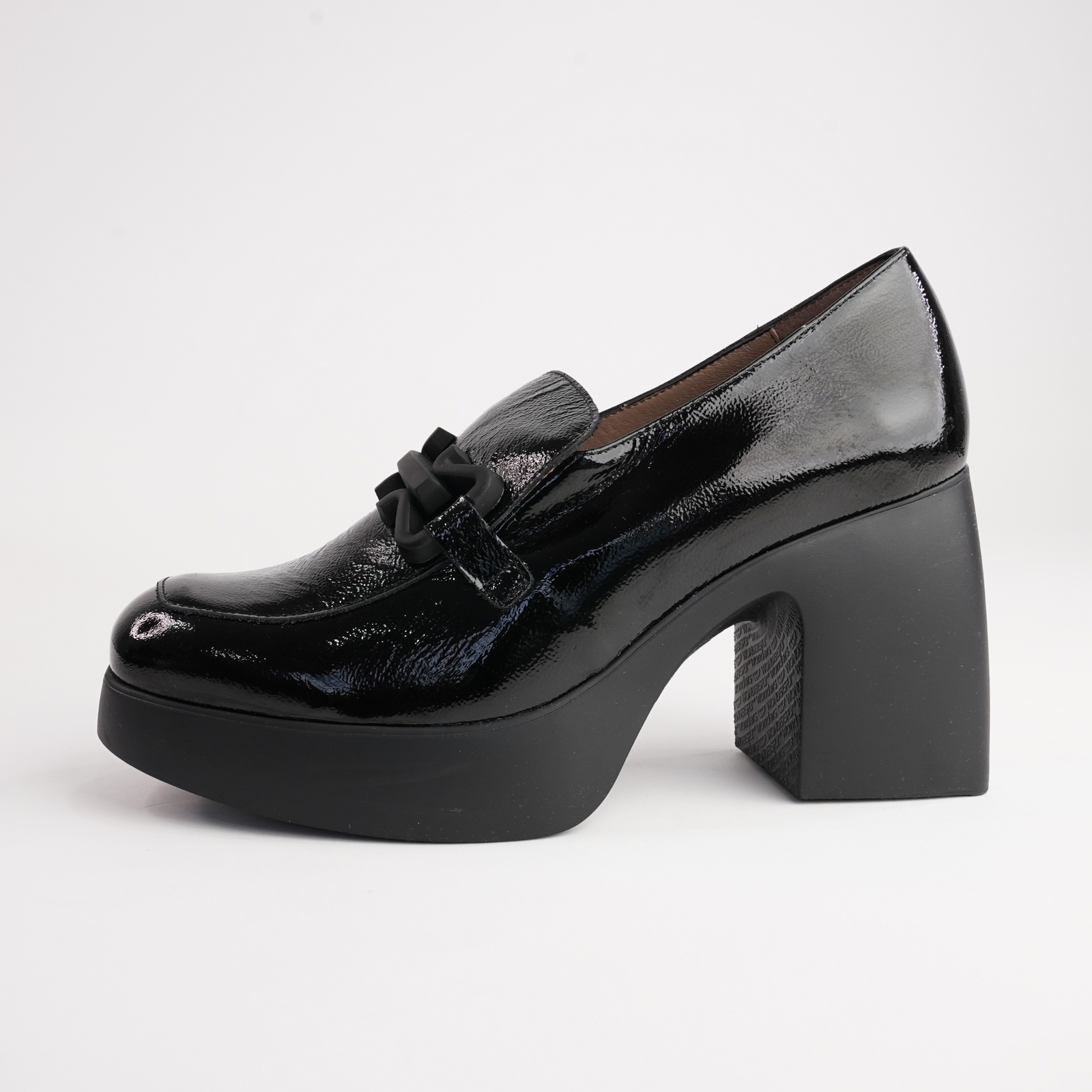 Callisto Black Leather Heels