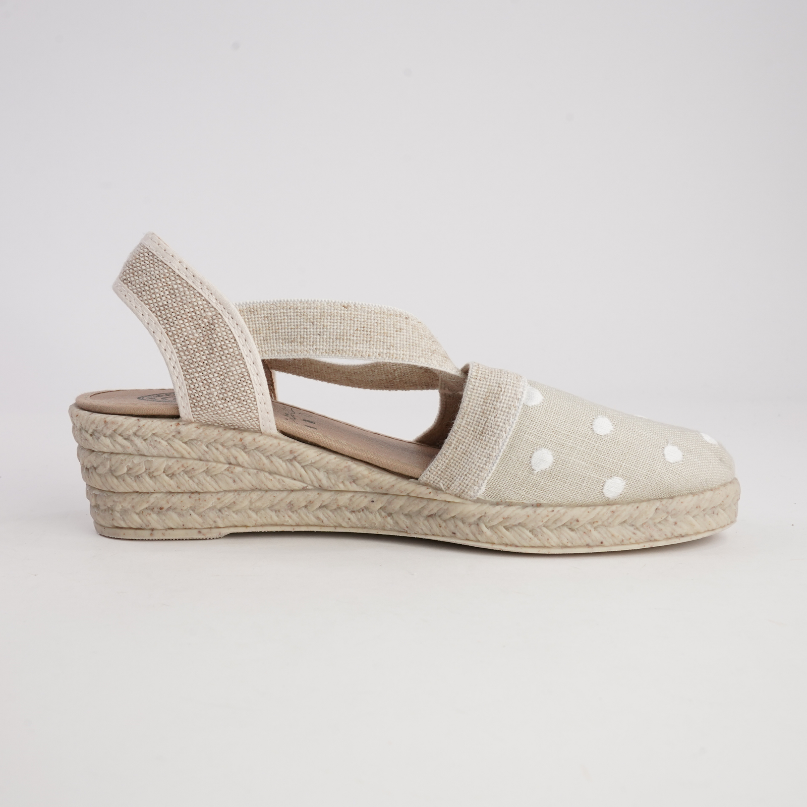 R18021 Beige Spot Espadrille Wedges