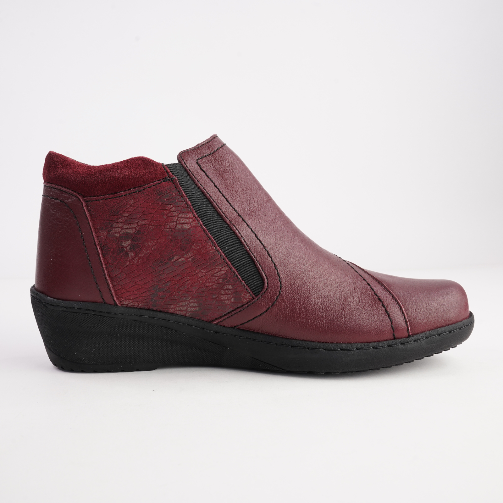 CP462-18 Burgandy Combo Leather Ankle Boots