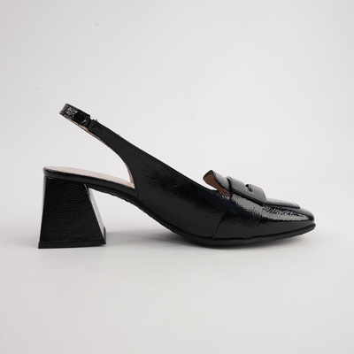 Heidi Black Leather Heels