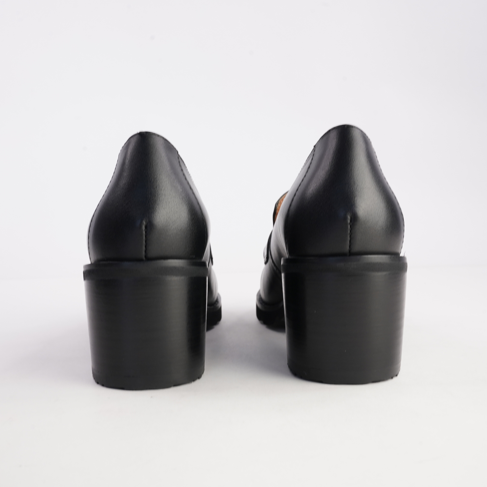 Antonia Black Leather Heeled Loafers