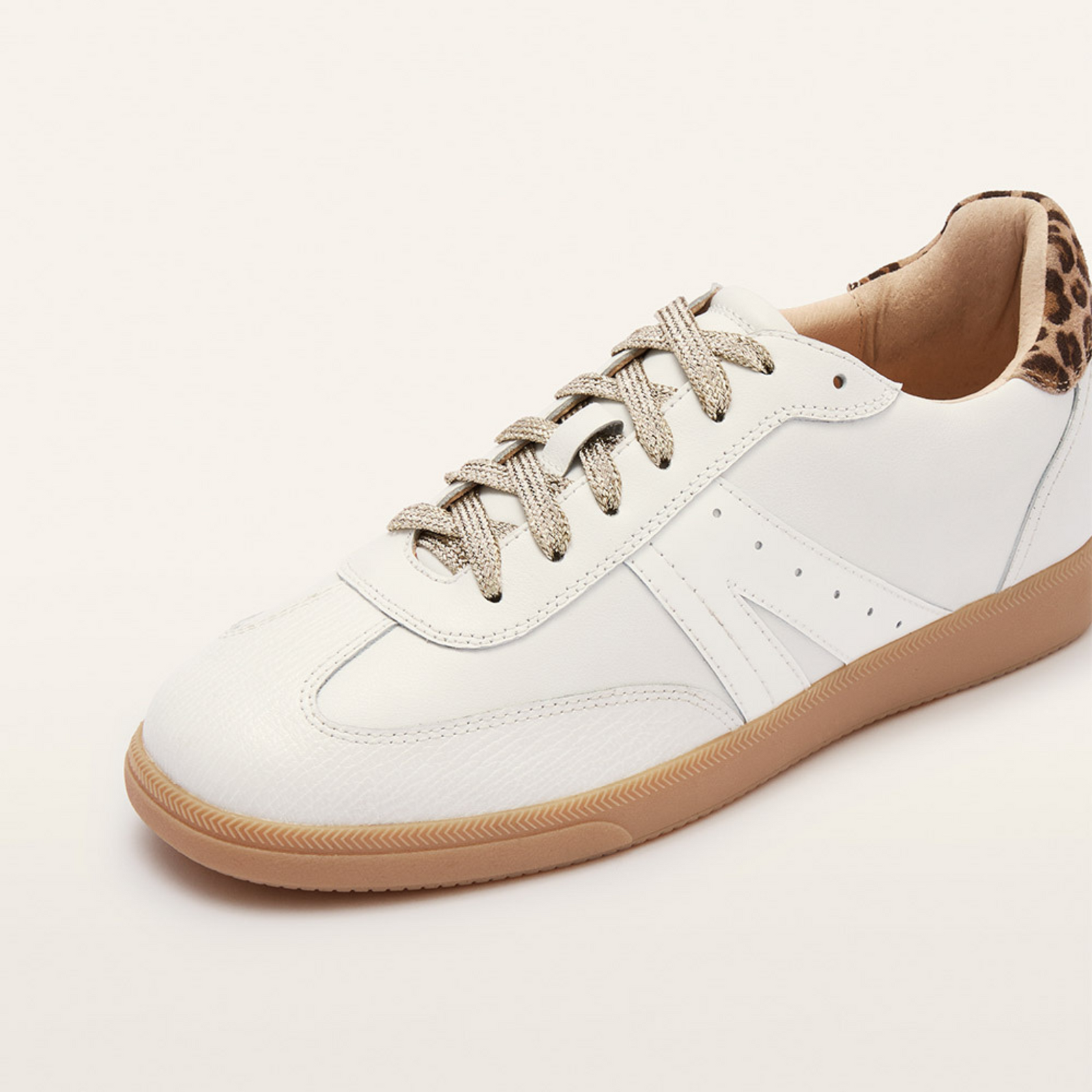 Levi White/ Leopard Leather Sneakers