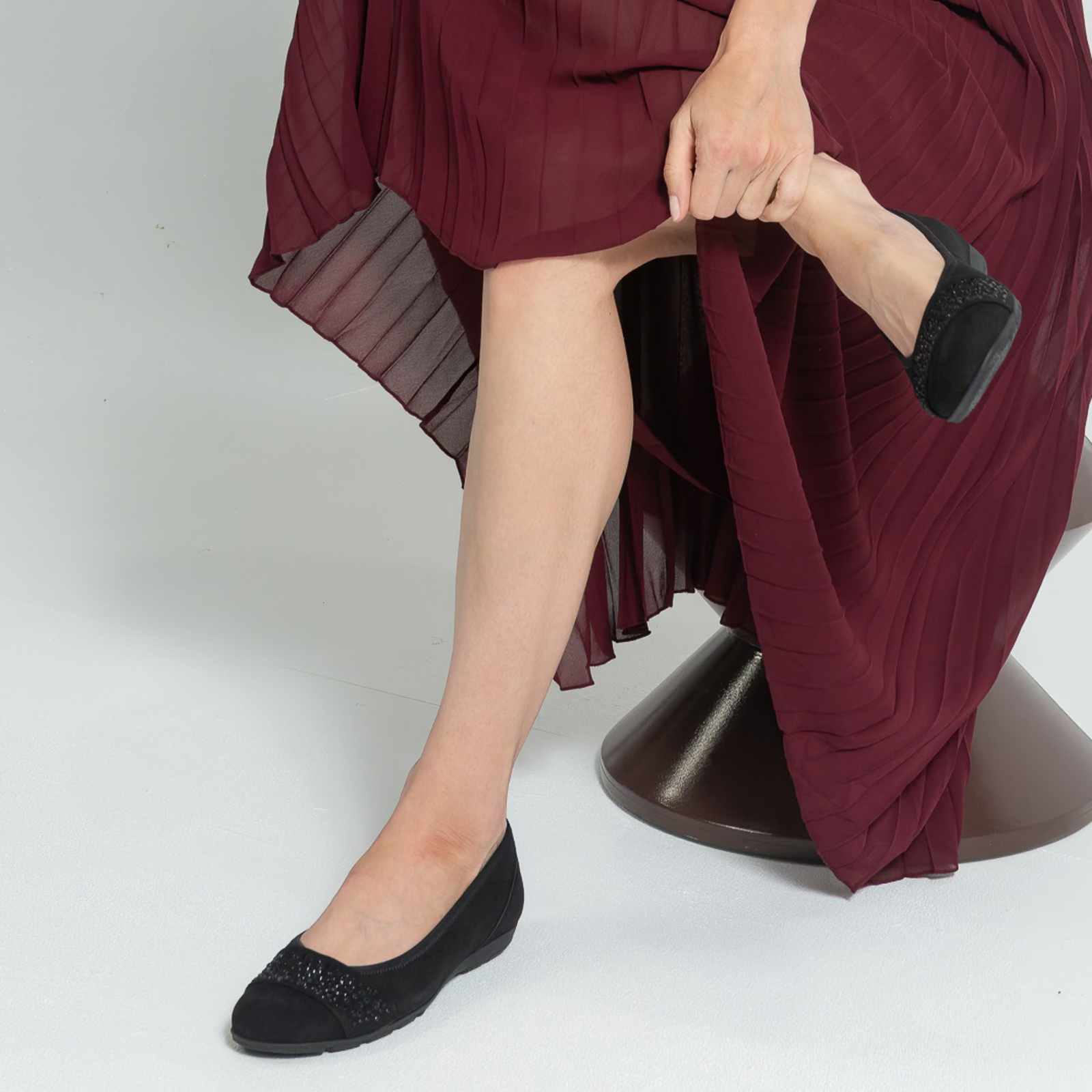 Greta Black Suede Leather Ballet Flats